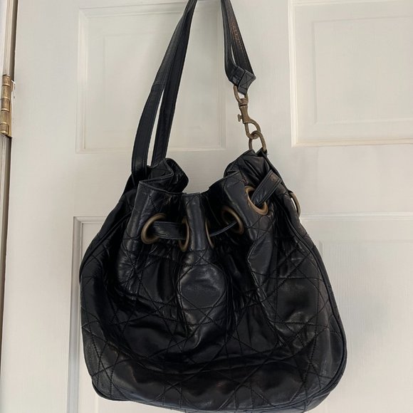 CHRISTIAN DIOR Vintage Large Cannage Drawstring Bag - Picture 5 of 9
